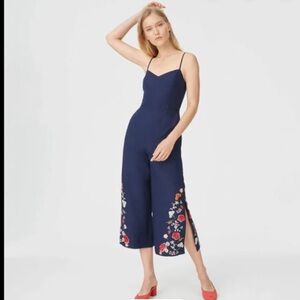 Club Monaco Astridh embroidered jumpsuit in dark topaz size 6